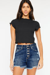 Kancan Women's Raw Hem Button-Fly Denim Shorts - Stylish Comfort for Every Occasion
